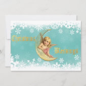 黄ビクトリアン金の月の天使のクリスマス シーズンカード (正面)