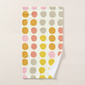 黄ピンスタイリッシュクサンゴのボホビッグドットパターン バスタオルセット (ハンドタオル)