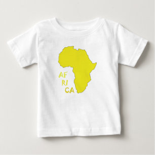 黄ファンキーアフリカの地図 ベビーTシャツ