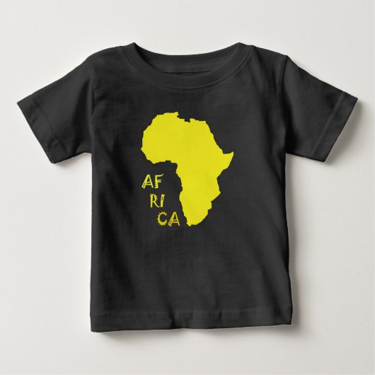 黄ファンキーアフリカの地図 ベビーTシャツ (正面)