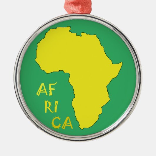 黄ファンキーアフリカの地図 メタルオーナメント (正面)