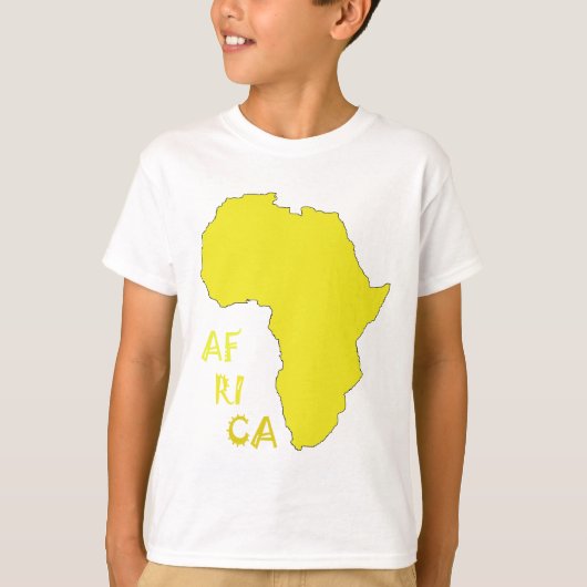 黄ファンキーアフリカの地図 Tシャツ (正面)