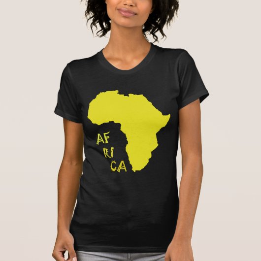 黄ファンキーアフリカの地図 Tシャツ (正面)