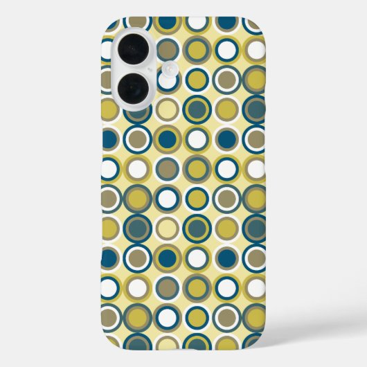 黄ファンキー色の白い丸がミッドセンチュリーに戻る Case-Mate iPhoneケース (裏面)