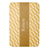 黄ファンキー色パターンファミリ名と年モダン バスマット (正面縦)