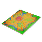 黄ファンキー花抽象芸術絵画ズ タイル (側面)