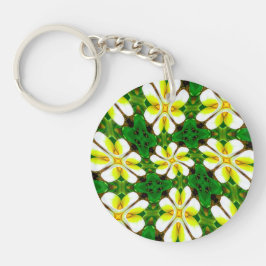 黄フランギパニ模様 キーホルダー