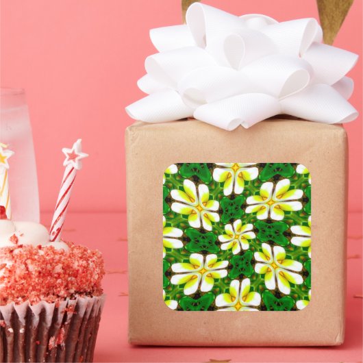 黄フランギパニ模様 スクエアシール (パーティー)