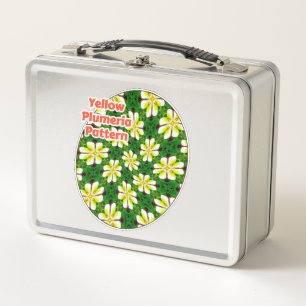 黄フランギパニ模様 メタルランチボックス