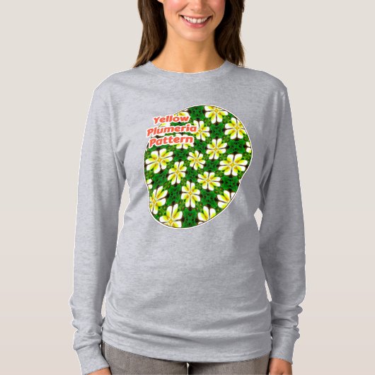 黄フランギパニ模様 Tシャツ (正面)