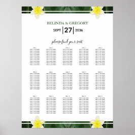 黄フランジパニプルメリア結婚の座席表 ポスター