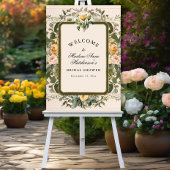 黄フランスのフローラテエレガントアブライダルシャワー ポスター