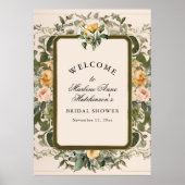 黄フランスのフローラテエレガントアブライダルシャワー ポスター (正面)