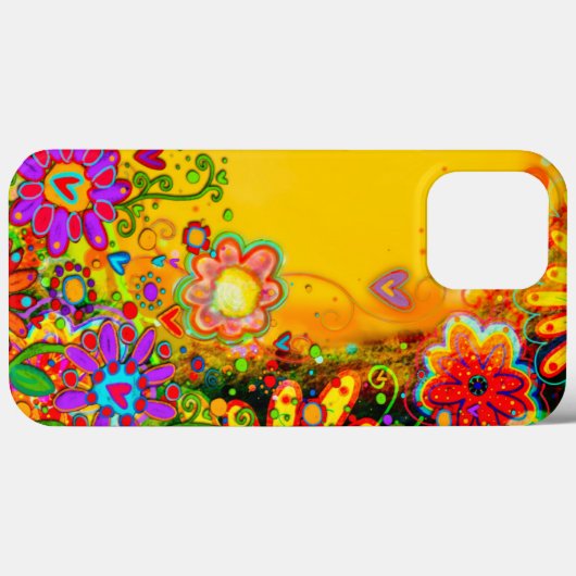 黄フローラお洒落吸光パーソナライズされた Case-Mate iPhoneケース (裏面 (横))