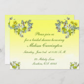 黄フローラブライダルシャワー 招待状 (正面/裏面)