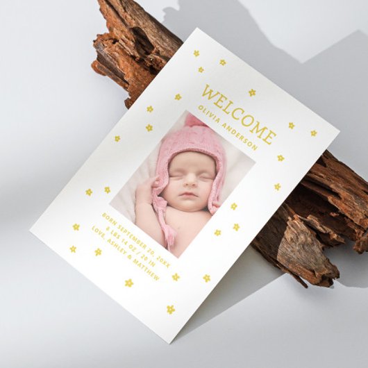 黄フローラ新生児誕生。可愛い生まれたばかりの花 案内状