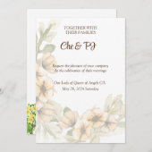 黄フローラ結婚テーマ 招待状 (正面/裏面)