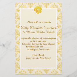 黄フローラ結婚式招待状 便箋