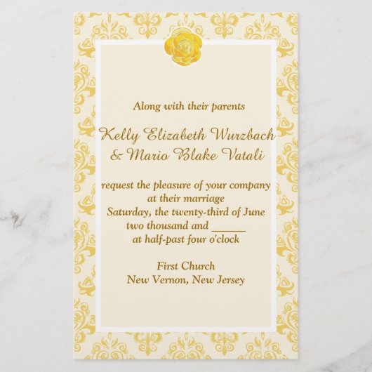 黄フローラ結婚式招待状 便箋 (正面)