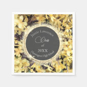 黄フローラ輝パーソナライズされた学院 スタンダードカクテルナプキン (正面)