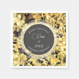 黄フローラ輝パーソナライズされた学院 スタンダードカクテルナプキン