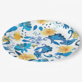 黄フローラ青イタリアンブライダルシャワー ペーパープレート (アングル)