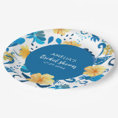黄フローラ青イタリアンブライダルシャワー ペーパープレート (アングル)