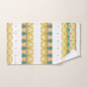 黄ホワイトグリーンとピンクパターン（の模様が）ある色 バスタオルセット (ハンドタオル)