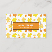 黄モダンはっきりした色とオレンジ色の花 名刺 (正面)