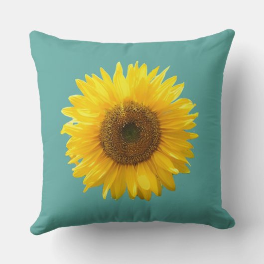 黄モダンひまわりオンティール(緑がかった色) クッション (裏面)