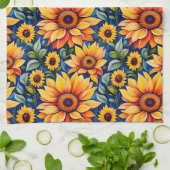 黄モダンひまわり キッチンタオル (折り畳み)