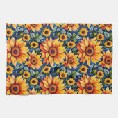 黄モダンひまわり キッチンタオル (横)