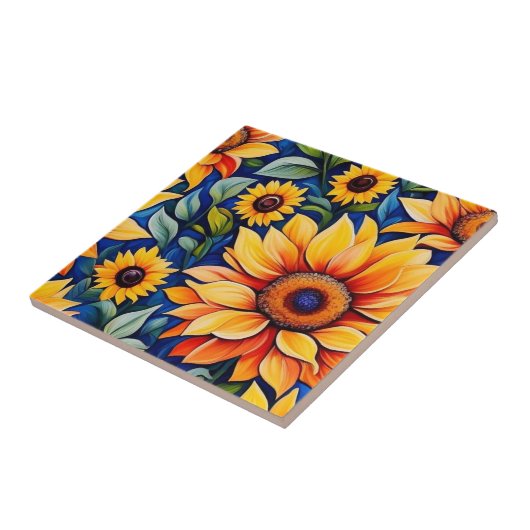 黄モダンひまわり タイル (側面)