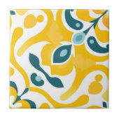 黄モダンエレガントティール(緑がかった色)スペインのアズレホ模様 タイル (正面)
