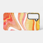 黄モダンオレンジストライプ抽象芸術カスタム SAMSUNG GALAXYケース (裏面横)
