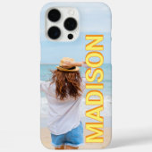 黄モダンオレンジ色モノグラム名写真 Case-Mate iPhoneケース (裏面)