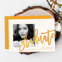 黄モダングラデーションタイポグラフィフォトグラッドパーティー 招待状