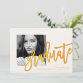 黄モダングラデーションタイポグラフィフォトグラッドパーティー 招待状 (スタンド正面)