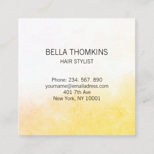 黄モダングラデーション色 スクエア名刺 (裏面)