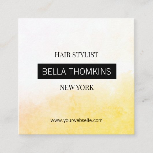 黄モダングラデーション色 スクエア名刺 (正面)