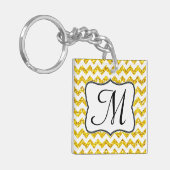 黄モダングリッターシボロンジグザグキーチェーン キーホルダー (正面左)