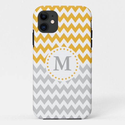 黄モダングレーモノグラムのシブロン Case-Mate iPhoneケース (裏面)