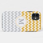 黄モダングレーモノグラムのシブロン Case-Mate iPhoneケース (裏面(横))