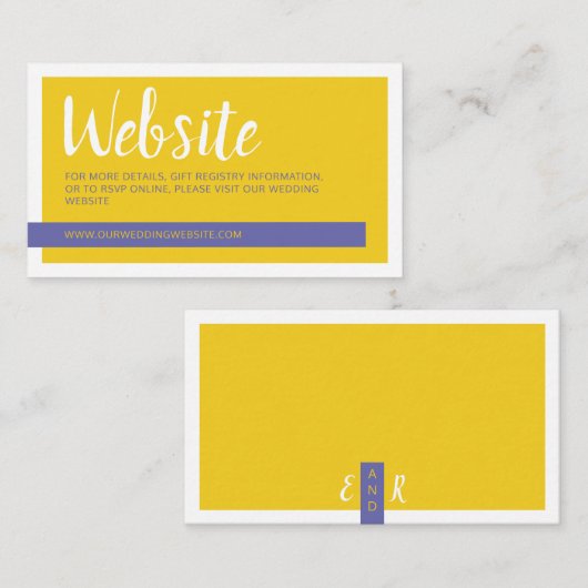黄モダンコンテンポラリー紫の結婚ウェブサイト エンクロージャーカード (正面/裏面)