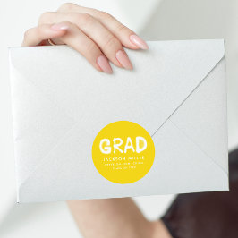 黄モダンスプレー絵を描卒業 ラウンドシール