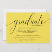 黄モダンタイポグラフィ卒業招待状 招待状 (正面)
