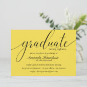 黄モダンタイポグラフィ卒業招待状 招待状 (スタンド正面)