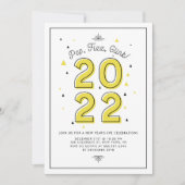 黄モダンタイポグラフィ2022年大晦日パーティー 招待状 (正面)
