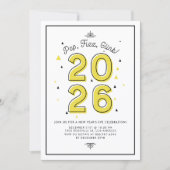 黄モダンタイポグラフィ2022年大晦日パーティー 招待状 (正面)