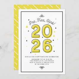 黄モダンタイポグラフィ2022年大晦日パーティー 招待状